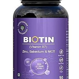 CUREFOREVER Biotin Tablets for Hair Growth with 3 Months Supply, 100% RDA Biotin Supplement with Zinc, Selenium & Coconut MCT for Skin and Nails - Hair Vitamins for Men & Women | 90 Veg Tablets, 1 A Day-20