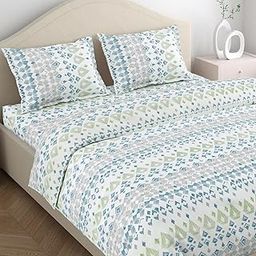 Haus & Kinder 100% Cotton Bedsheet for King Size Bed,186 TC Soft Cotton Bedsheet for Double Bed, King Size Bed Sheet with 2 Pillow Covers,Midnight Prism-image-117