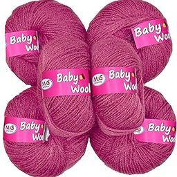 M.G ENTERPRISE Baby Wool 4 Ply Hand Knitting Acrylic Wool Ball Thread Dyed Knitting Yarn (Rosewood, 6 Pieces)-image-16