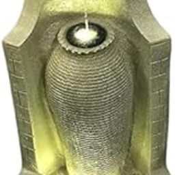 Art Mania Fiberglass Yellow Jug Water Fountain Indoor Outdoor Fountain for Home Office Living Room Dcor with LED Lights and Water Pump-image-60