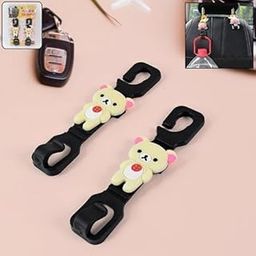 Mshine Cute Bear Car Seat Headrest Hooks Universal Vehicle Hangers for Bags, Bottles & Accessories – Cartoon Style Back Seat Organizer Clips for Kids & Adults (4)-image-44