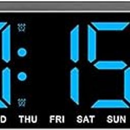 Tetpino plastic Digital Wall Clock with Large Display,LED Digital Clock with Auto Dimmer,12/24H Format,DST,Date,Week,and Temperature Display,Electric Wall Clock for Home,Office,and School (Blue)-23