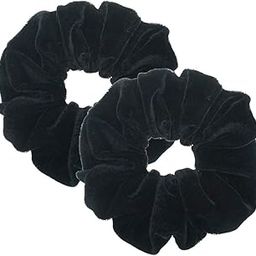 PIDOUDOU 2 Pcs Black Color Large Size Scrunchies for Hair Women Hair Elastic Bands: 2 Black-image-48