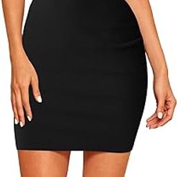 Women's Highwaist Short Mini Skirt Houndstooth Print Bodycon Pencil Skirt with Elastic Rubber Band (17" inches)-9