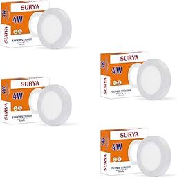 Surya 4W Super Striker LED Surface Light | 6500K Ceiling Light for Home & Hall, Standard, (Warm White)(Pack of 4)-20
