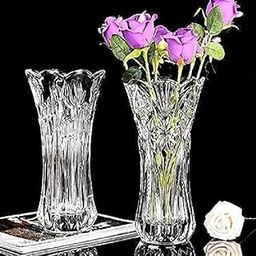 HETALU Centre Table Living Room Decor Large Vase Crystal Clear Glass 12.5 Inch Flower Vase Tall Pot for Home Office-image-0