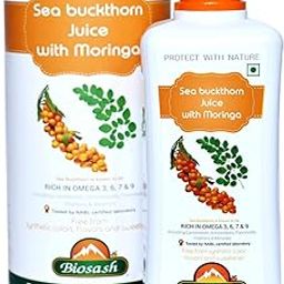 Biosash Sea Buckthorn Juice with Moringa 250 ml – Pure Seabuckthorn Berry Juice with Moringa Leaf Extract | Rich in Omega 3 6 7 9, Vitamin A C E for Immunity, Energy Boost, Skin, Heart & Liver Health-image-74