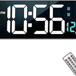 DGOOLS Large LED Digital Wall Clock, Large Display Date and Temperature,Count Up/Down Timer Clock with Remote Control, Adjustable Brightness Alarm Clock for Home, Office (Blue)-image-67