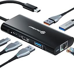 USB C Hub, UtechSmart 6 in 1 USB C to HDMI Adapter with 1000M Ethernet,Power Delivery Pd Type C Charging Port, 3 USB 3.0 Ports Adapter Compatible for MacBook Pro, Chromebook,and USB C Devices(Black)-13