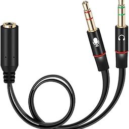 AdzMozi® Gold Plated 2 Male to 1 Female 3.5mm Headphone Earphone Mic Audio Y Splitter Cable for PC Laptop (Pack of 1)-26