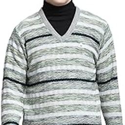 Mens Self Design Grey V Neck Full Sleeve Pullover_1243249VN-2-image-29