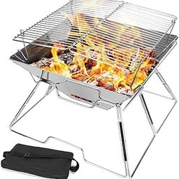 AmorArc Barbecue Grill Camping Fire Pit Folding BBQ Grill Fire Pit Wood Burning Fireplace Charcoal Stove Camping Barbecue Grill Portable Charcoal Grill with Carrying Bag for Hiking Travel Picnic-image-40