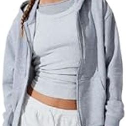 Solid Regular Fit Zipper Sweatshirt Fleece Fabric Long Sleeves Kangaroo Pocket Jacket for Women-image-92