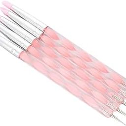 KIRA 5pcs Double-Ended Nail Brush, Clay Sculpting Tool Nail Ceramic Silicone Dot Brush Pen Brush Polymer Clay Pen, Nail Dotting Tool for Nails (pink)-18