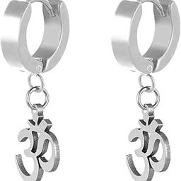 Om Of Bali Silver Plated 1 Pair Stud Earring For Unisex Stainless Steel Om Charm Drop Huggie Earring For Women, Men, Boys, Girls-image-43