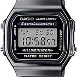 Vintage A168WGG-1ADF Black Digital Dial Black Stainless Steel Band D181-image-6