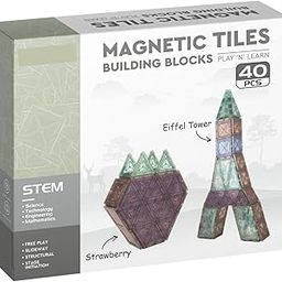 HITRUZ Magnetic Tiles STEM Toys for Kids | Magnetic Building Blocks Set | 3D Puzzle Construction Toy for Toddlers | Montessori Educational Toys for Age 3+ Boys Girls (40 Pcs Magnetic Tiles Blocks)-image-77
