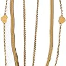 Layered Love Necklace for Women, Gold Multi-Layer Chain with Heart Charms, Anti-Tarnish Stainless Steel Jewelry-image-53