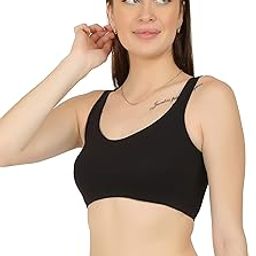 Everyday Bra for Women, Antibacterial Quick Dry, Non-Padded, Wirefree Slip-On Sports/T-Shirt Bra High Full Coverage Wireless Sports Bra(XXL, Black)-image-9