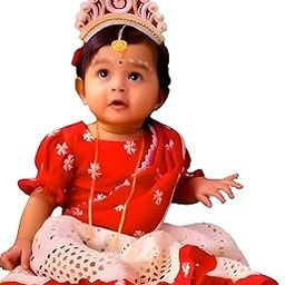 Baby Girls Rich Ceremony Set, Traditional Indian Ethnic Wear, Redy to Wear Kids Saree and Blouse Set For 6-12 Months Old Baby Girl-image-73