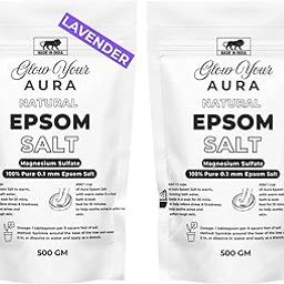 GLOW YOUR AURA Natural Lavender & Unscented Epsom Salt Combo | Bath Salt for Relaxing Bath & Foot Soak, Exfoliator & Skin Detox | No Added Colour (Each_500g) Combo of 2-image-44
