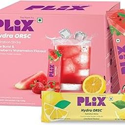 PLIX THE PLANT FIX Hydra ORSC Premix for instant hydration | coconut powder infused | electrolytes - Sodium Chloride & Potassium Chloride | B6 & B12 | easy to use | lemon and watermelon & strawberry flavor | Pack of 30-image-19