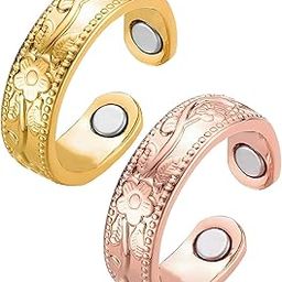2 Pcs Copper Ring for Men, Adjustable Rings for Women and Men, Gold and Rose Gold Copper Ring Set, Everyday Wear Jewelry, Lightweight 5g, 2cm Wide, 1cm High-image-99