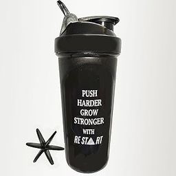 RESTART Fitness Shaker Water Bottle Mixer Ball Protein Shake Sipper Bottle for Men & Women, Perfect for Protein Preworkout (Black and Grey) (750 ML)-image-30