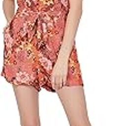 Women's Summer V Neck Jumpsuits Casual Half Sleeves Romper Button Up Front Tie Knot Floral Printed Short Jumpsuit Rompers Playsuits-image-3