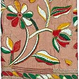 Women's Hand Embroidered Kantha Work Silk Blouse Material - 1 Meter; 725045-image-88