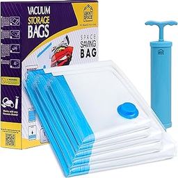 ABOUT SPACE 5 Pack Vacuum Bags for Travel with Hand Pump (1 Large/2 Medium/2 Small) Polyamide Polyethylene Airtight Compression Storage for Packing Vaccine Sealer Bag with Ziplock - Transparent-17