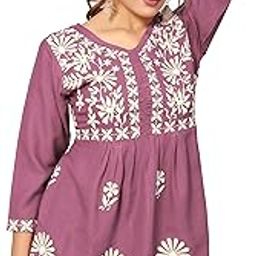 Short Kurti Tops for Jeans for Women I Chikankari Rayon Cotton Long Kurta Kurti for Women I Stylish wear Kurti top for Girls-image-96
