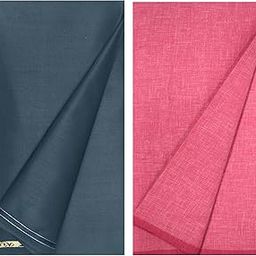 KUNDAN SULZ GWALIOR Men's Cotton Shirt & Trouser Fabric Combo Set (Steel Grey & Dark Pink)-image-84