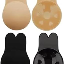 Adhesive Strapless Backless Bra for Women | Reusable Silicone Push-Up Bra with Strong Lift | Invisible Seamless Boob Tape & Nipple Covers for Backless, Halter & Strapless Outfits – Nude-image-95