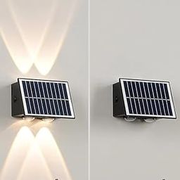 RealBuy Solar LED Wall Light 8W with Lens, 2by2 Up-Down Light (Warm White 2700k, IP65 Water-Proof, Pack of 2)-image-79