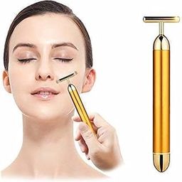 Electric Face Massager, T-Shaped Vibrating Roller, Waterproof Anti-Wrinkle Device for Face, Neck, Cheeks, Forehead, Clavicle, Gold-image-14