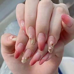 The Pink Truck Artificial Reusable Nails in Tomato with Flower Print (Set of 24)-32