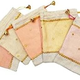Jute Potli with Net Both Side for Home, Potli Bags for Chocolates, Coin Pouch for Girls, Packaging Pouch for Candy, Shagun Pouches for Baby Shower (9 x 7 Inch)-image-7