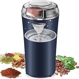 QONETIC Portable Electric Coffee Grinder Spice & Coffee Bean Grinder Stainless Steel 4 Blade Mixer Grinder for Masala & Herb Push Button Control Durable Grinding Machine for Dry Item (Purple)-image-98