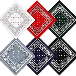 NAITH Unisex Cotton Paisley Printed Cowboy Bandanas Black,Navy,White,Red,Grey Free-picture-7