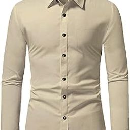 Men Cotton Blend Slim Fit Full Sleeve Ultra Soft Spread Collar | Latest Eye Catching Design Beige Color Formal Shirt for Any Occasions-image-25