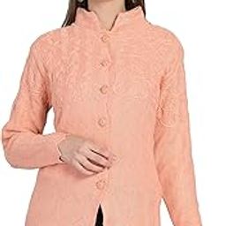 Women's Woolen V-Neck Cardigan with Heavy Front Embroidery Daffodil Fabric, Winter Wear, Pure Wool, Free Size, Long, Fully Warm Cardigan with Side Pockets-image-71