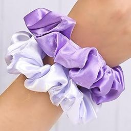 D.B.Z.® 2 Pc Satin Silk Scrunchies For Women Girls, Scrunchy Hair Bands, Ponytail Holder, Rubber Band, Fluffy Large Scrunchie, Women Hair Accessories Hair ties, Best Gift Multicolor – (M Size)-image-55