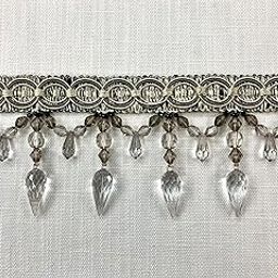 Silver, Black & Grey Tassel Fringe Trim with Lucite Crystal Beads 4" Width TF-32/50-37-47 Upholstery/Drapery/Interior Design/Home Furnishing-image-73