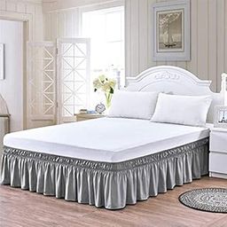 YRM Bedding's Silver Grey Wrap Around 600 Microfiber with Easy Fit with 15'' Inch Tailored Drop - Shrinkage and Fade Resistant with Microfiber 15'' Bed Skirt - Twin Size [39' x 80' Inch]-image-107
