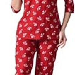 Women's Printed Rayon Night Wear Top and Bottom Night Suit Set-image-71
