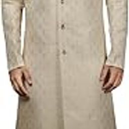 Men's Silk Blend Sherwani Set, Jacquard Self Design Silk Blend Sherwani And Pyjama Set For Men for Weddings & Festivals, Traditional Ethnic Wear Outfit-1