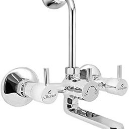 Cliquin Brass Florentine Wall Mixer for Bathroom with Adjustable Leg Set, Wall Flange & Stainless Steel L-Bend | Overhead Shower Provision, Mirror-Like Chrome Finish & 10-Year Warranty (Elite)-image-93