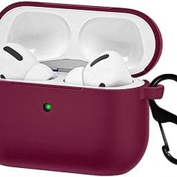 KACA Silicone Soft Case Cover with Keychain for Airpods Pro Case 2019, AirPods Pro 1st Generation Cover (Wine)-image-84