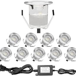 QACA 10pcs LED Ceiling Light Recessed Wood Garden Outdoor Stairs Pathway Flush Mount Landscape Lighting Cool White-image-47
